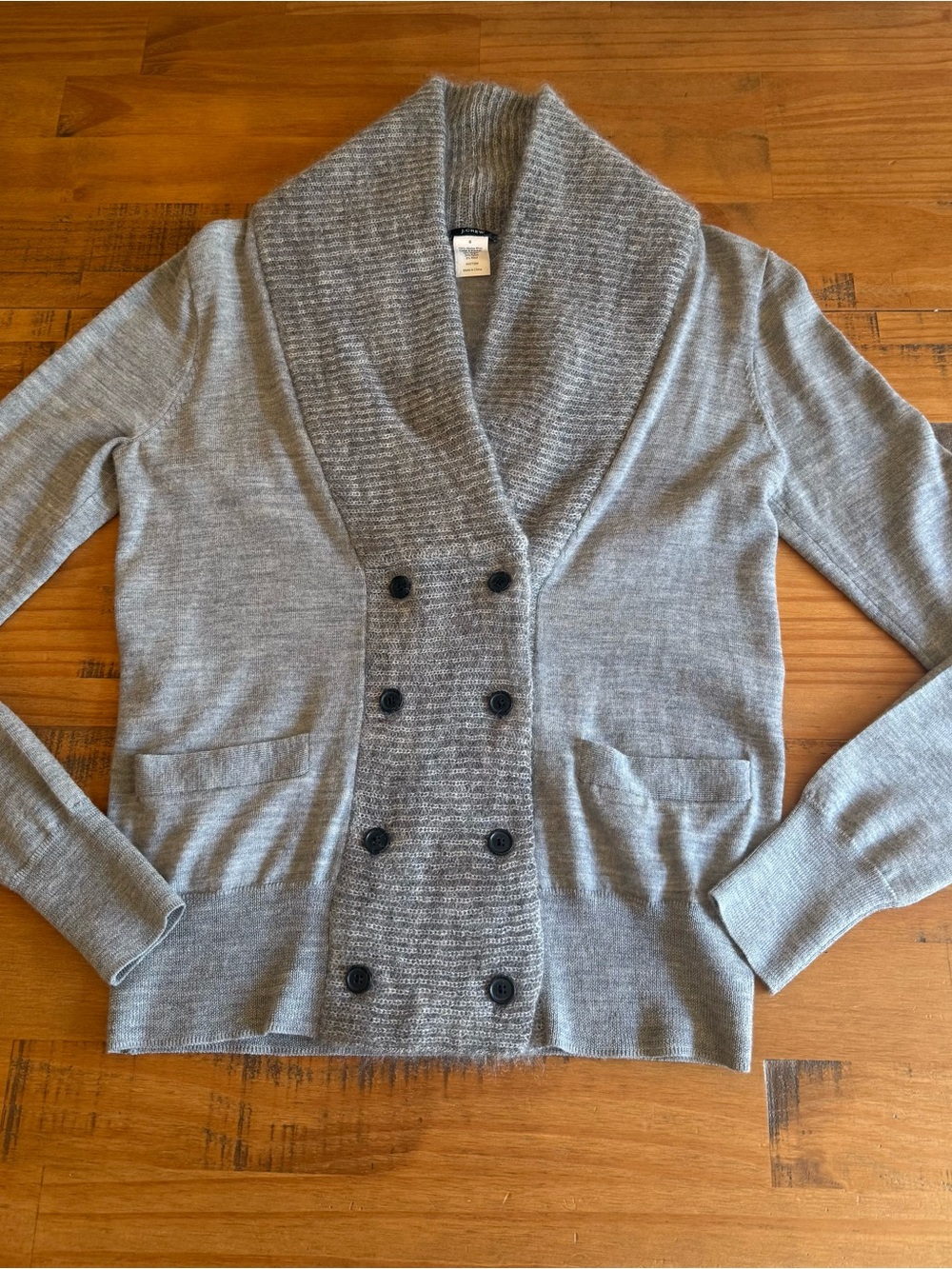 J. Crew Classic Gray Shawl Collar Double-Breasted Women's Sweater